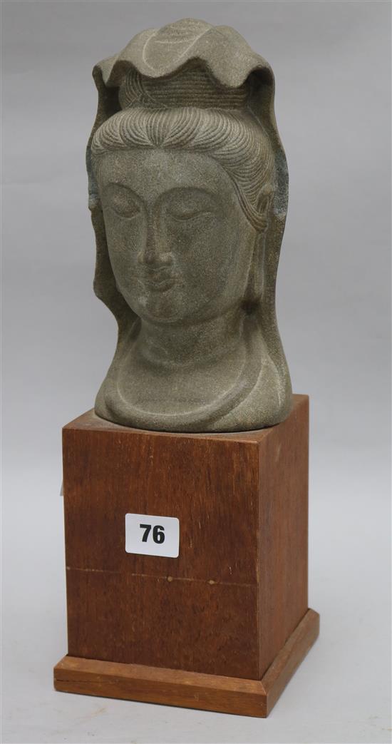 A stone head of Buddha